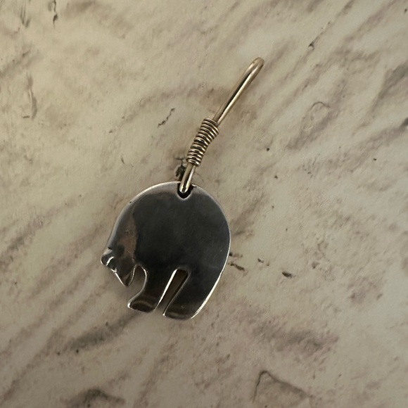 Sterling Silver Bear Pendant 10k Gold Bail Native American Fetish Southwest Vtg
